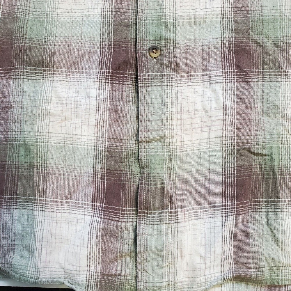 Pendleton 100% Cotton Button Up Shirt Size L Large Plaid Short Sleeve Brown Grn‎ - Picture 4 of 9